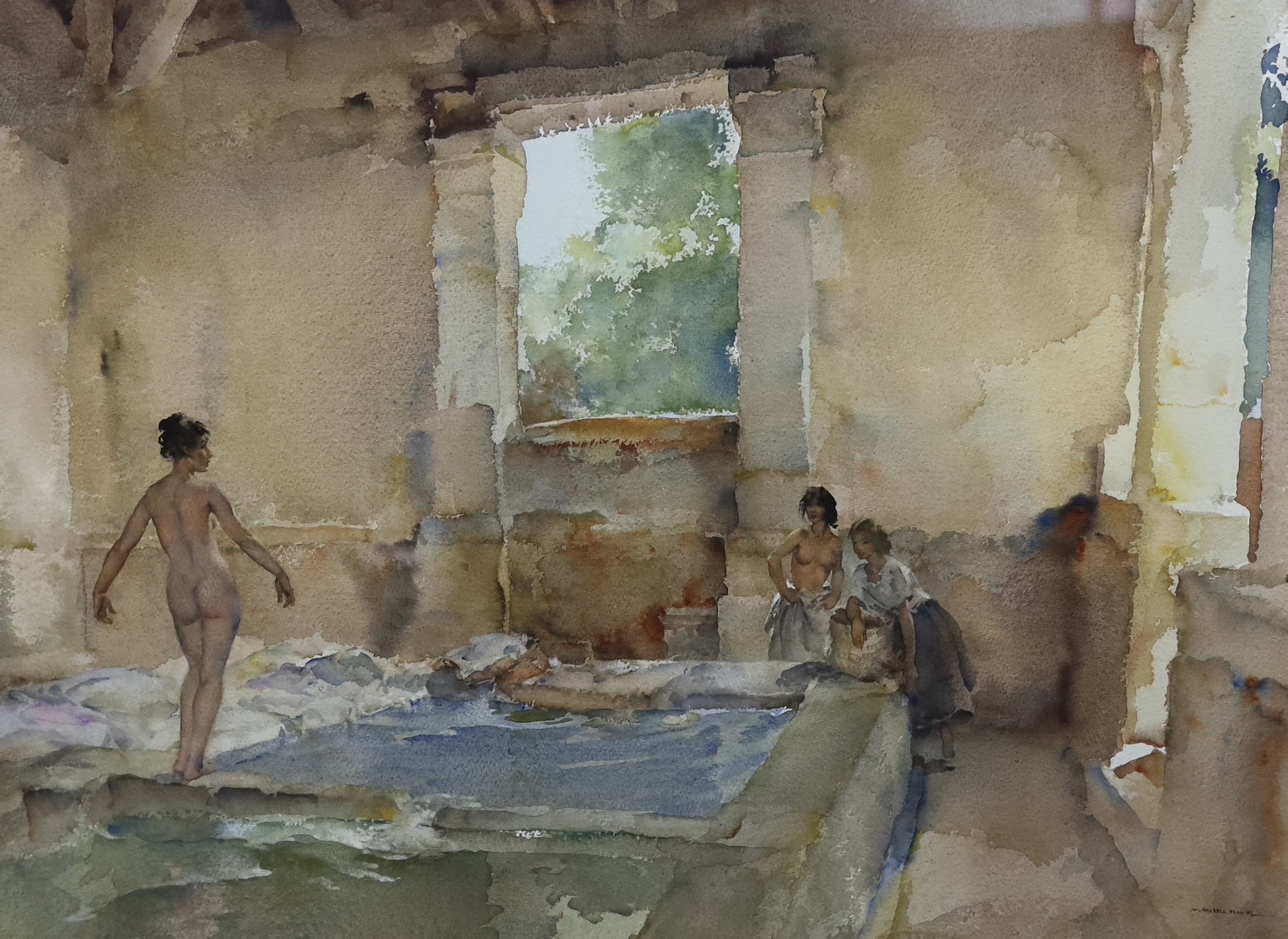 Sir William Russell Flint (British, 1880-1969), 'Lavoir, La Bastide', watercolour, 51 x 68cm